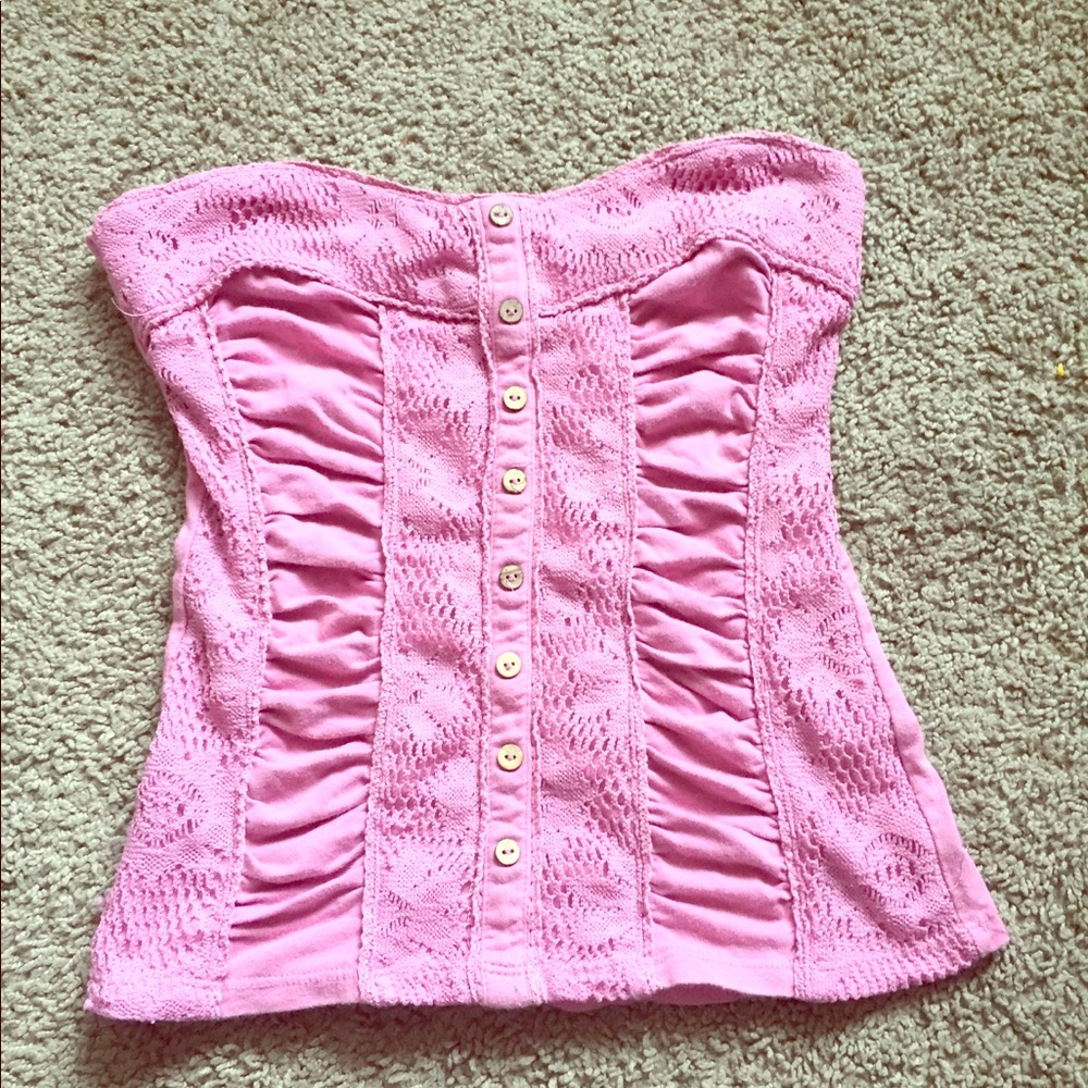 Purple/pink strapless shirt